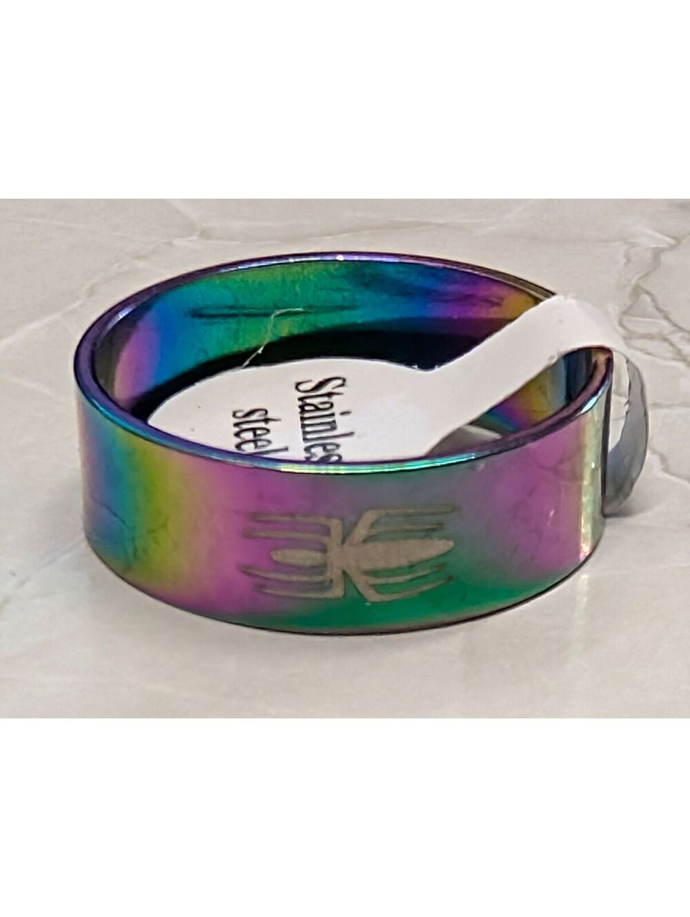 New Stainless Steel Ring Band Size 10 Insect Bug Spider Rainbow Thumb Plus Size